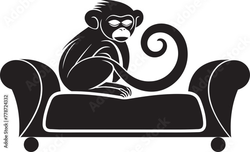 Siesta Sanctuary Serenade Couch Sleep Vector Emblem Snooze Space Zenith Monkey Nap on Couch Icon Design