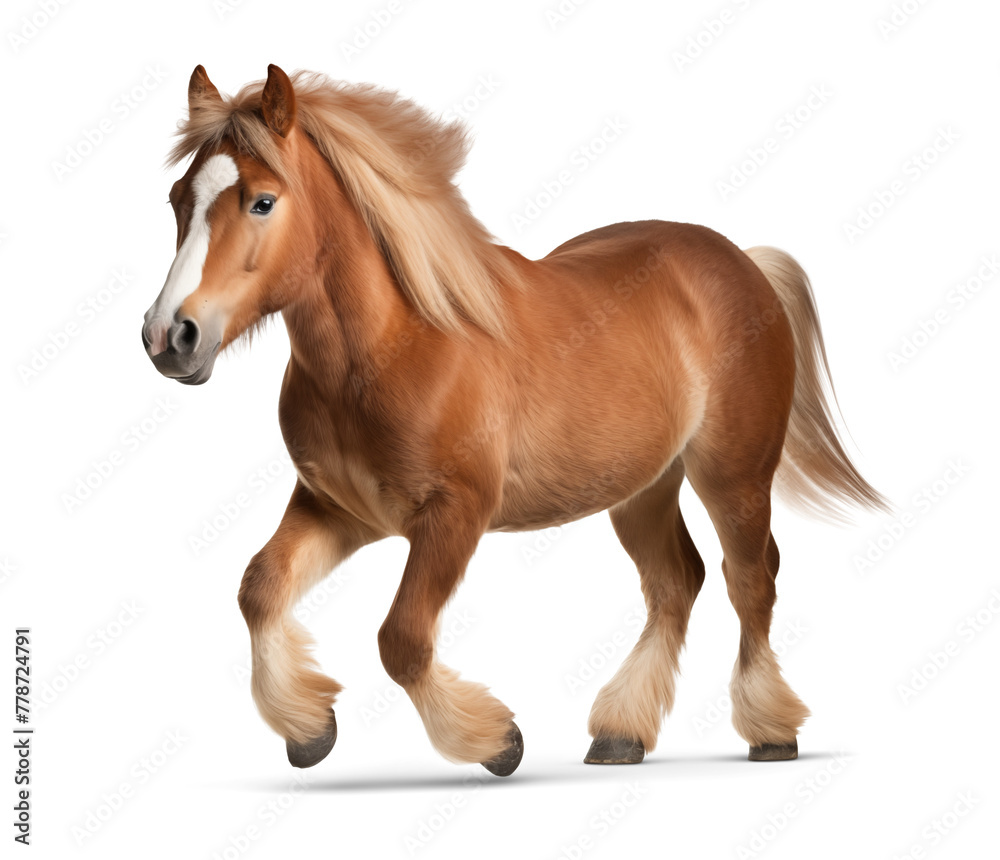 Obraz premium Pony in running pose on isolated background