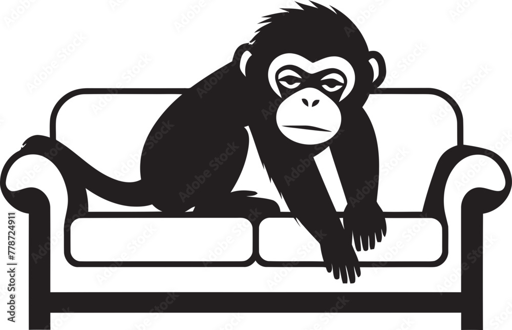 Snooze Station Couch Nap Icon Design Zen Zephyr Monkey Nap on Couch Emblem Snooze Station Couch Nap Icon Design Zen Zephyr Monkey Nap on Couch Emblem