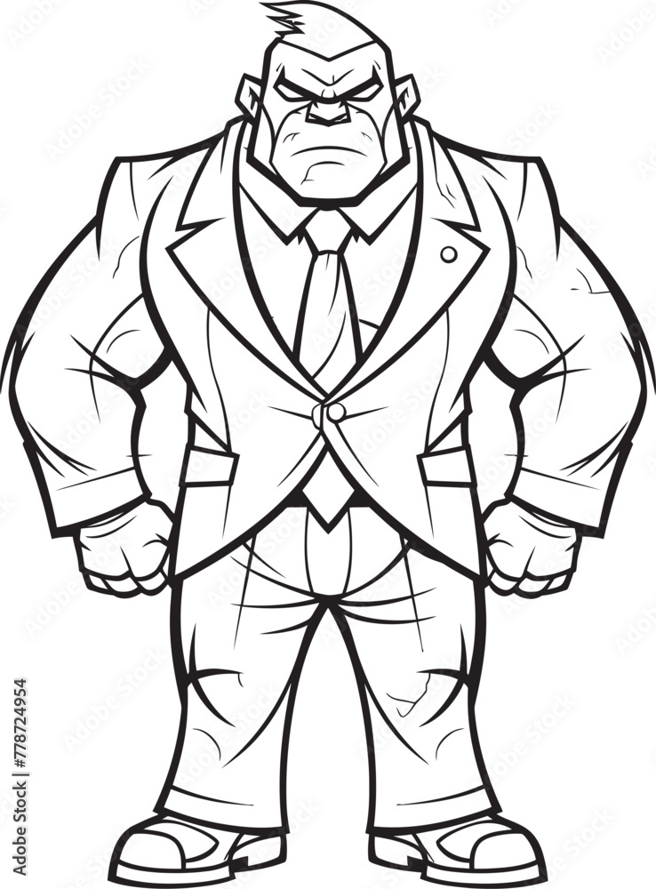 Executive Orc Full Body Suit Vector Logo Corporate Conqueror Orc in Formal Attire Icon