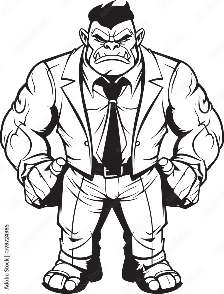 Suited Savage Full Body Suit Logo Vector Executive Orc Full Body Suit Vector Logo