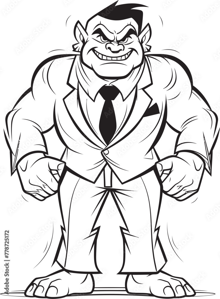 Suited Warrior Crest Orc in Tailored Suit Vector Corporate Orc Commander Mark Formal Attire Emblem