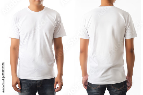 White T-Shirt Front and Back Mockup for Design Print