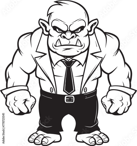 Suited Savagery Symbol Professional Orc Suit Icon Dapper Orc Dynasty Insignia Corporate Suit Vector