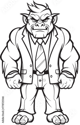 Executive Enforcer Insignia Full Body Suit Emblem Suited Warrior Crest Orc in Tailored Suit Logo