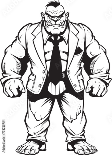 Suited Savagery Insignia Orc in Corporate Attire Logo Dapper Orc Dynasty Formal Suit Icon