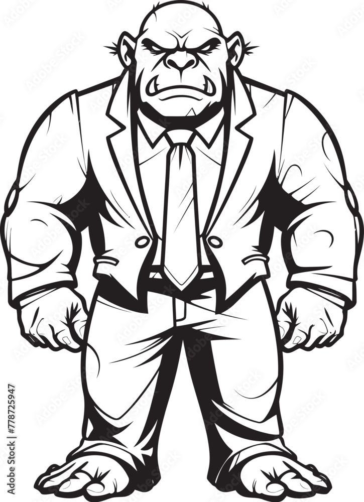 Suited Savage Full Body Orc Suit Logo Vector Formal Fighter Corporate Attire Icon Design Suited Savage Full Body Orc Suit Logo Vector Formal Fighter Corporate Attire Icon Design