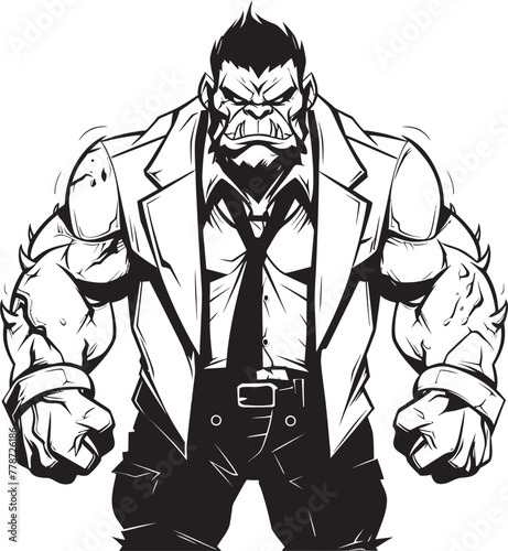 Orc Executive Orc in Professional Suit Emblem Executive Enforcer Full Body Suit Logo Vector