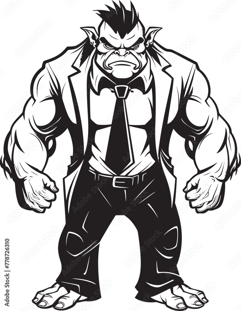 Fototapeta premium Business Barbarian Full Body Suit Logo Vector Suited CEO Corporate Attire Icon Design