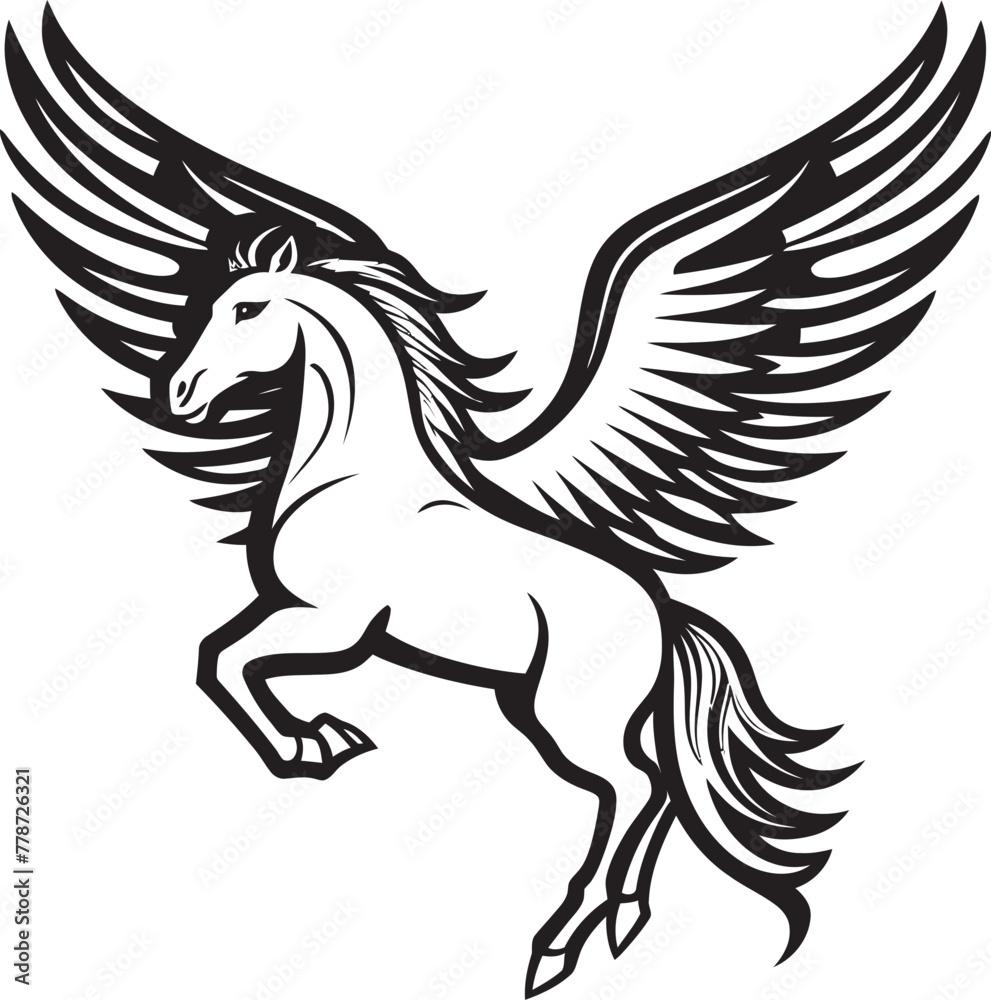 Fototapeta premium Celestial Glide Pegasus Logo Vector Emblem Wings of Majesty Pegasus Horse Logo Vector