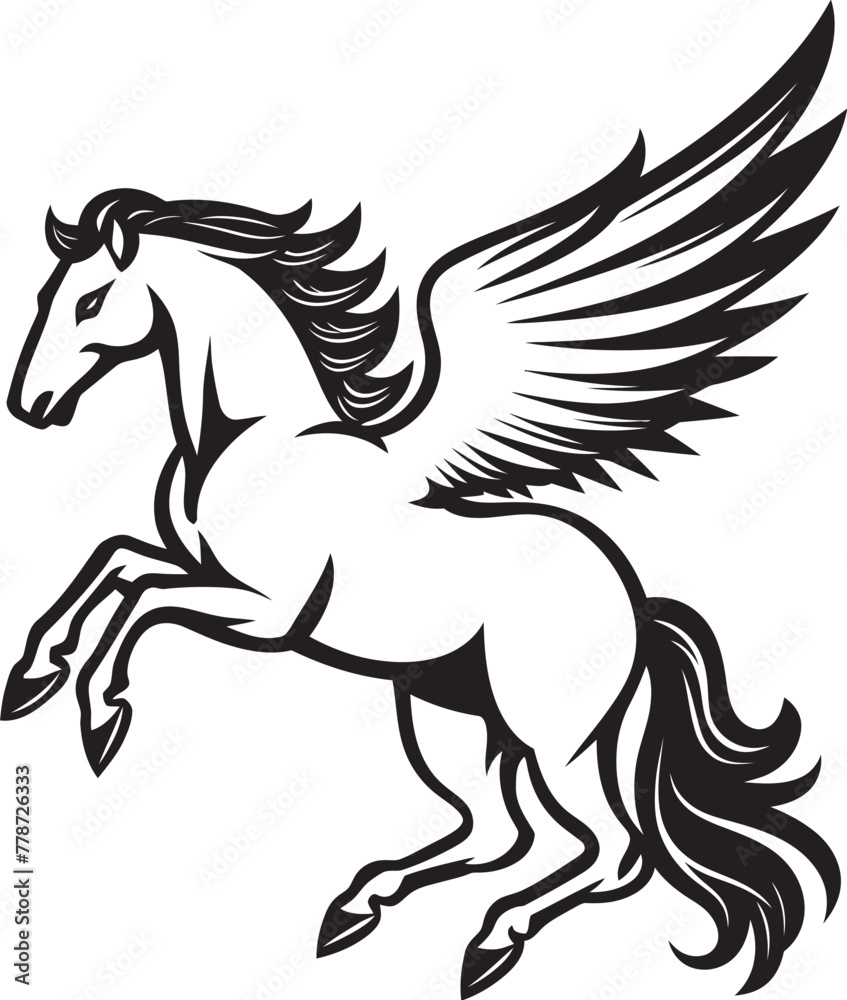 Fototapeta premium Wings of Majesty Pegasus Horse Logo Vector Celestial Canter Pegasus Emblem Design