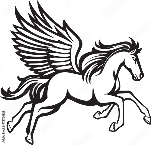 Fototapeta Naklejka Na Ścianę i Meble -  Majestic Pegasus Horse Logo Vector Design Wings of Grace Pegasus Icon Emblem
