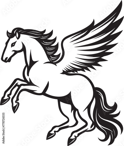 Fototapeta Naklejka Na Ścianę i Meble -  Wings of Majesty Pegasus Horse Logo Vector Celestial Canter Pegasus Emblem Design