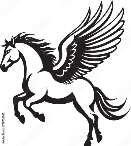 Ethereal Equine Elegance Pegasus Logo Icon Divine Gallop Pegasus Horse Vector Emblem