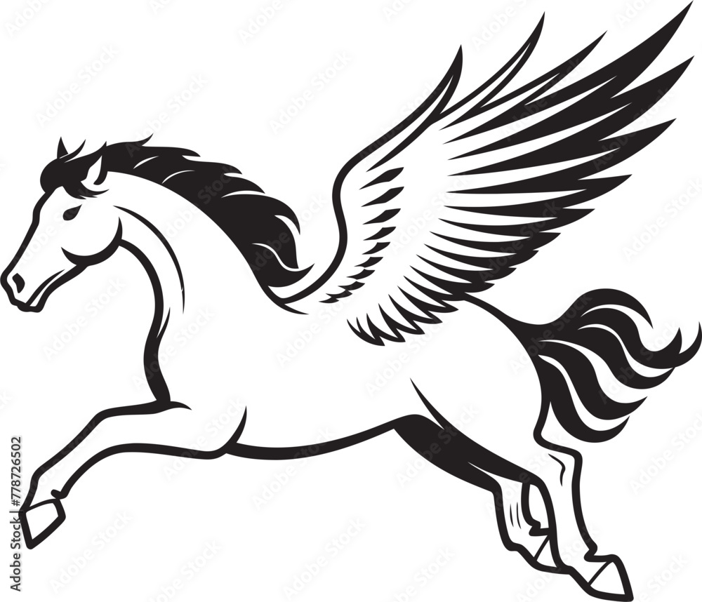 Airborne Beauty Pegasus Horse Icon Design Winged Guardian Pegasus Logo Vector Emblem