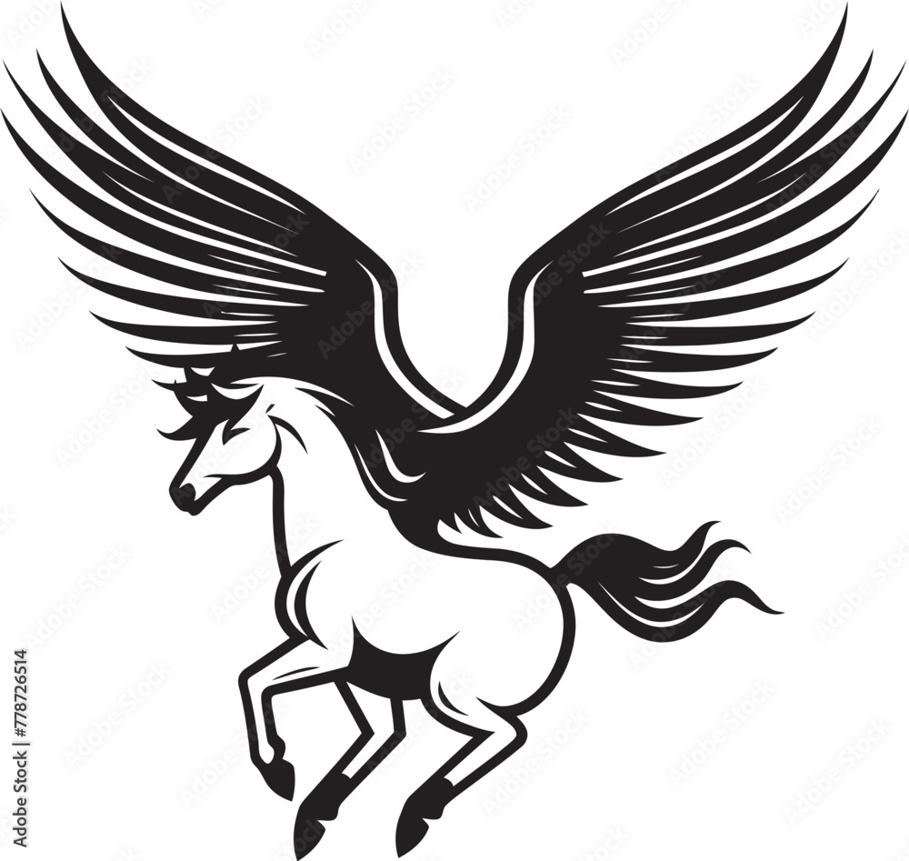 Fototapeta premium Celestial Glide Pegasus Logo Vector Emblem Ethereal Equine Pegasus Horse Icon Design