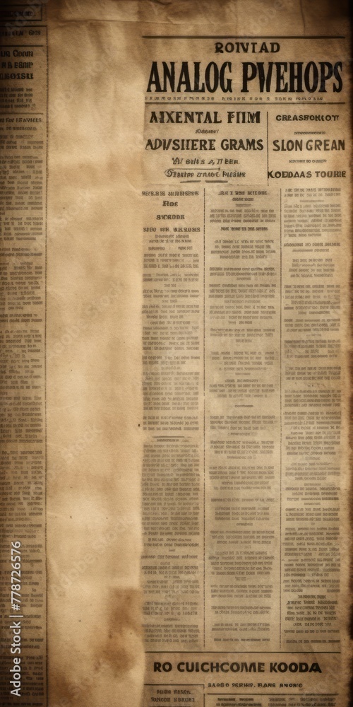 Obraz premium Vintage Newspaper Covered in Writing