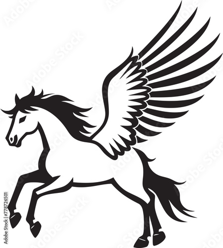 Mythical Flight Pegasus Emblem Design Icon Airborne Beauty Pegasus Horse Logo Vector