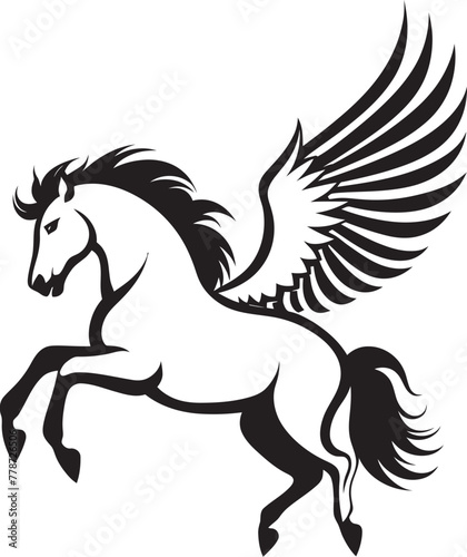 Heavenly Hooves Pegasus Horse Icon Design Celestial Glide Pegasus Logo Vector Emblem