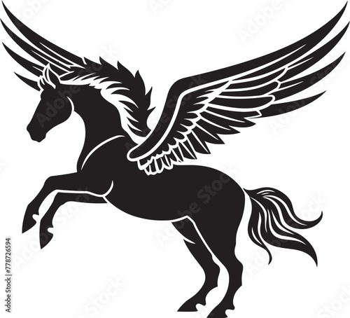 Celestial Glide Pegasus Logo Vector Emblem Ethereal Equine Pegasus Horse Icon Design