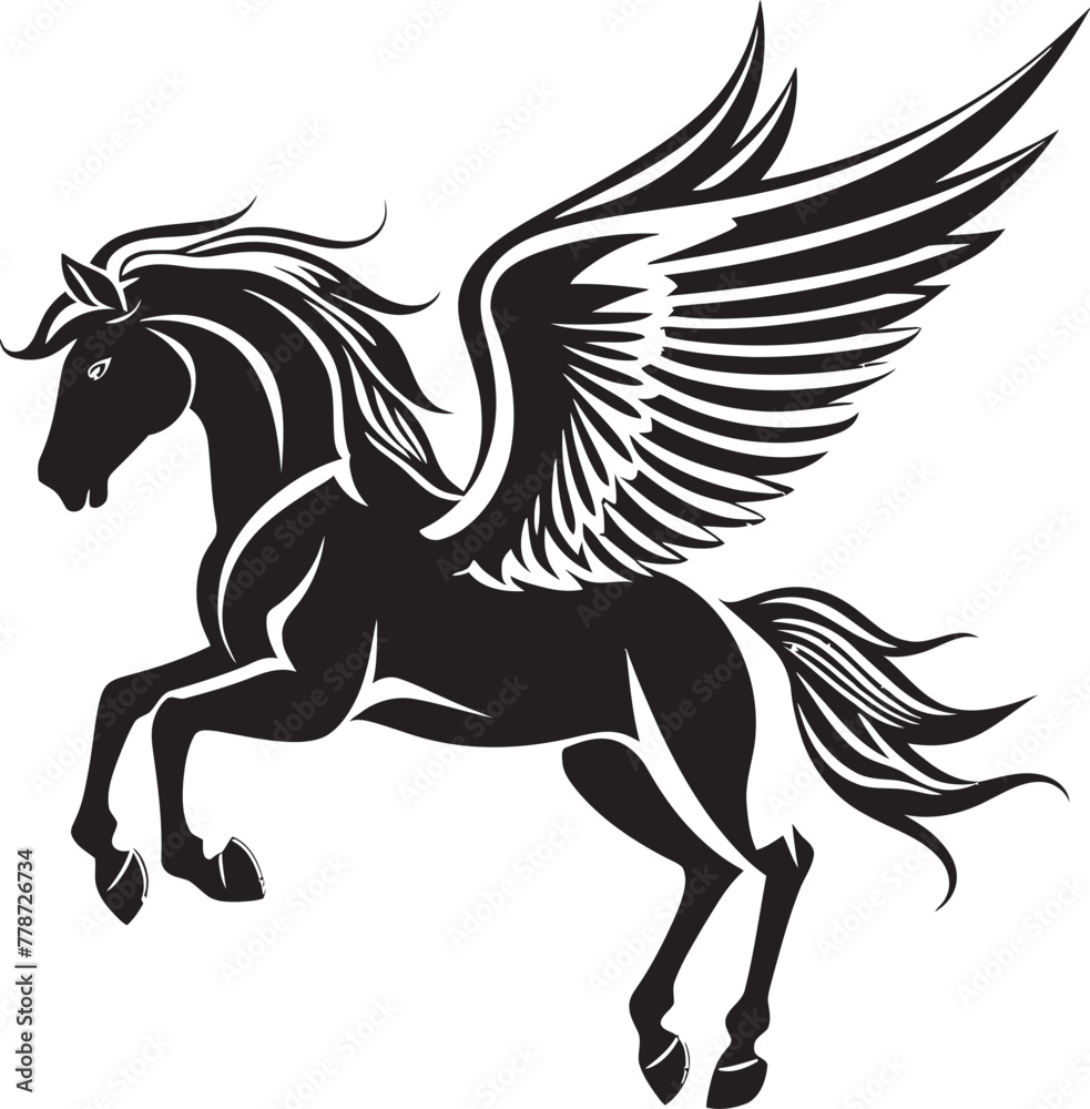 Airborne Beauty Pegasus Horse Icon Design Heavenly Hooves Pegasus Logo Vector Emblem Airborne Beauty Pegasus Horse Icon Design Heavenly Hooves Pegasus Logo Vector Emblem