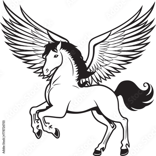 Heavenly Charger Pegasus Horse Emblem Design Ethereal Equestrian Pegasus Logo Vector Icon
