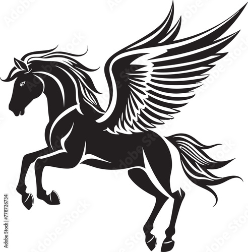Airborne Beauty Pegasus Horse Icon Design Heavenly Hooves Pegasus Logo Vector Emblem