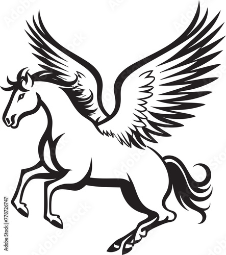 Celestial Canter Pegasus Horse Icon Design Wings of Majesty Pegasus Logo Vector Emblem © BABBAN