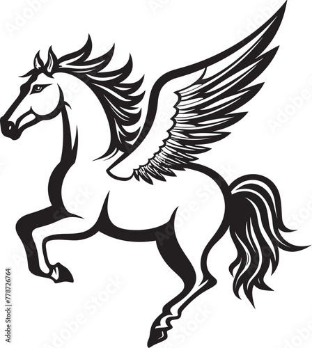 Ethereal Equestrian Pegasus Logo Vector Emblem Celestial Canter Pegasus Horse Icon Design © BABBAN