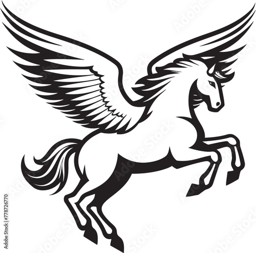 Skybound Spirit Pegasus Horse Icon Design Ethereal Equestrian Pegasus Logo Vector Emblem