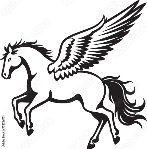 Celestial Canter Pegasus Horse Icon Design Wings of Majesty Pegasus Logo Vector Emblem