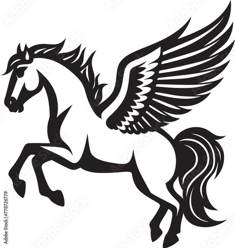 Airborne Beauty Pegasus Horse Icon Design Heavenly Hooves Pegasus Logo Vector Emblem