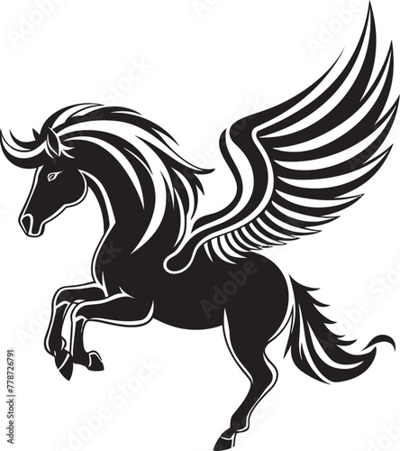 Skybound Spirit Pegasus Horse Icon Design Ethereal Equestrian Pegasus Logo Vector Emblem