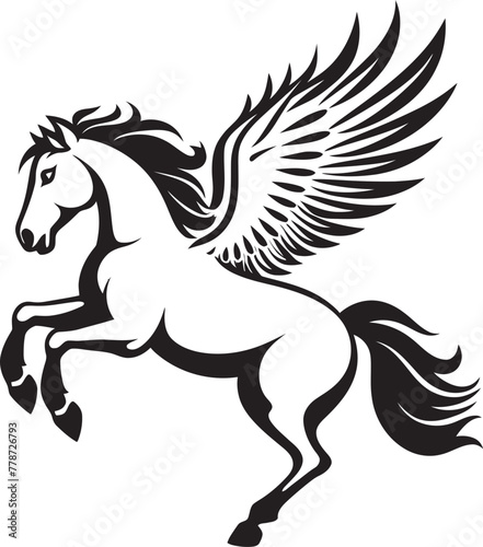 Ethereal Equine Pegasus Horse Icon Design Mythical Flight Pegasus Logo Vector Emblem