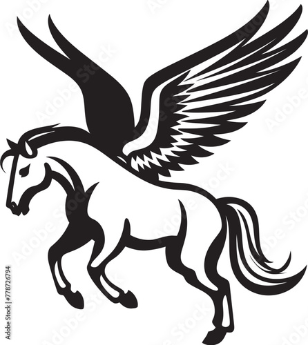 Fototapeta Naklejka Na Ścianę i Meble -  Wings of Majesty Pegasus Logo Vector Emblem Skyborne Serenity Pegasus Horse Icon Design