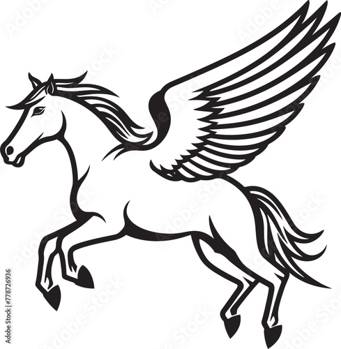 Divine Glide Pegasus Logo Vector Emblem Airborne Beauty Pegasus Horse Icon Design