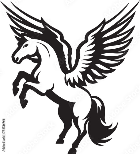 Fototapeta Naklejka Na Ścianę i Meble -  Winged Guardian Pegasus Horse Icon Design Celestial Glide Pegasus Logo Vector Emblem