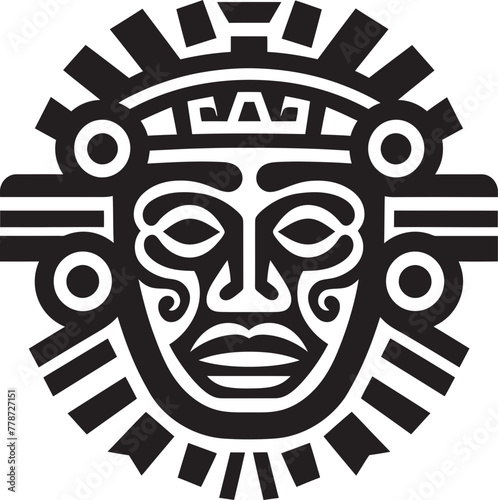 Moche Tradition Crest Pre Hispanic Icon Design Emblem Huari Culture Mark Pre Hispanic Vector Logo Symbol