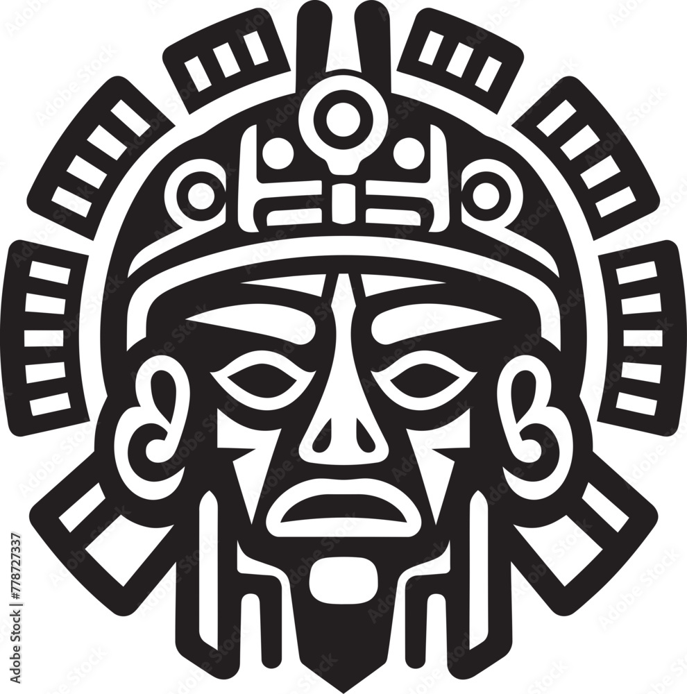 Olmec Culture Symbol Pre Hispanic Icon Vector Emblem Zapotec Tradition Mark Pre Hispanic Vector Logo Icon