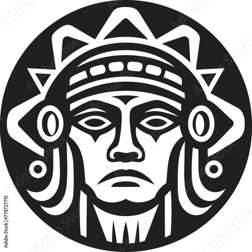 Mixtec Heritage Emblem Pre Hispanic Vector Icon Taino Legacy Crest Pre Hispanic Logo Design photo