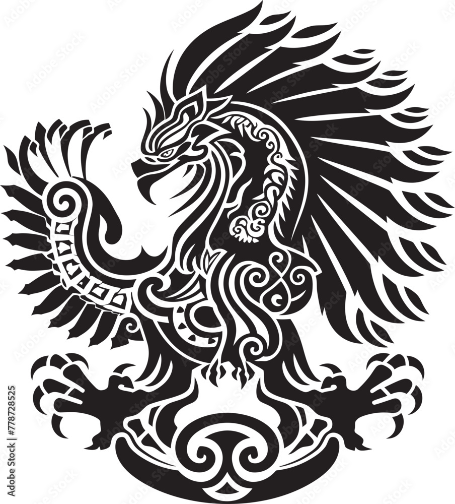 Quetzalcoatl Logo Vector Ancient Divinity Depiction Quetzalcoatl Icon Design Sacred Serpent Symbolism