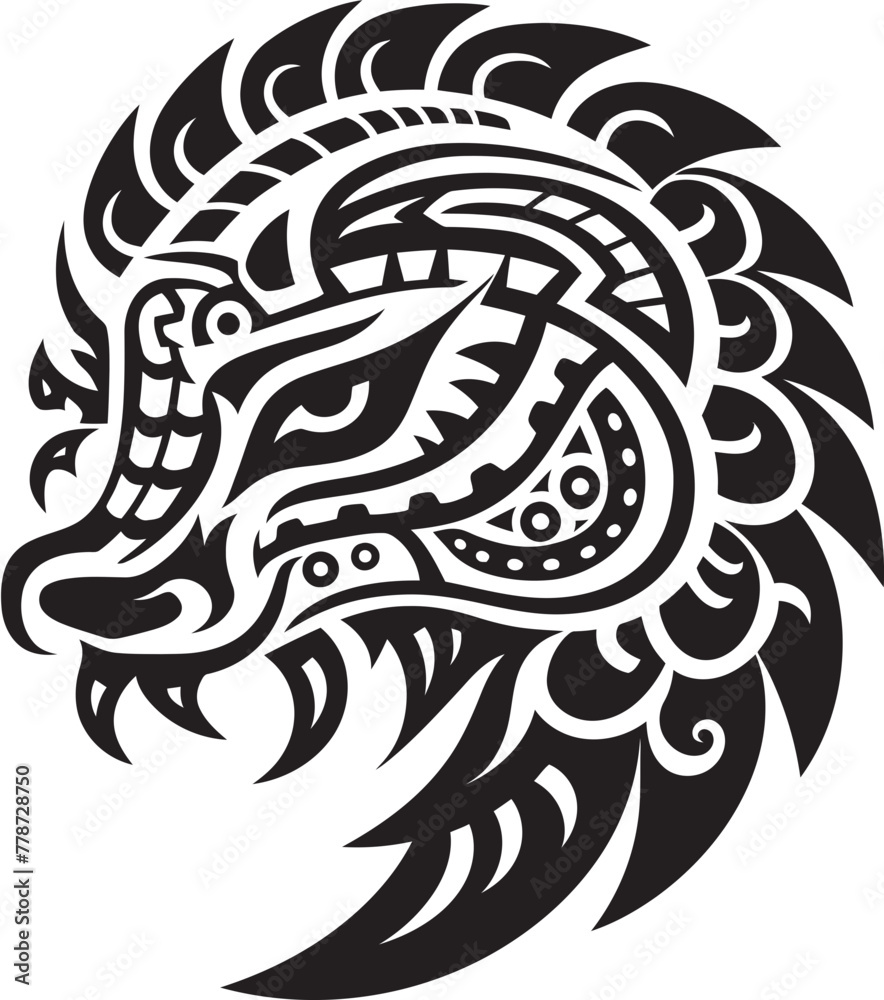 Divine Feathered Serpent Quetzalcoatl Symbol Vector Icon Aztec Deity Legacy Quetzalcoatl Logo Design Emblem