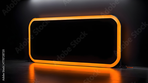 orange color led banner with black background