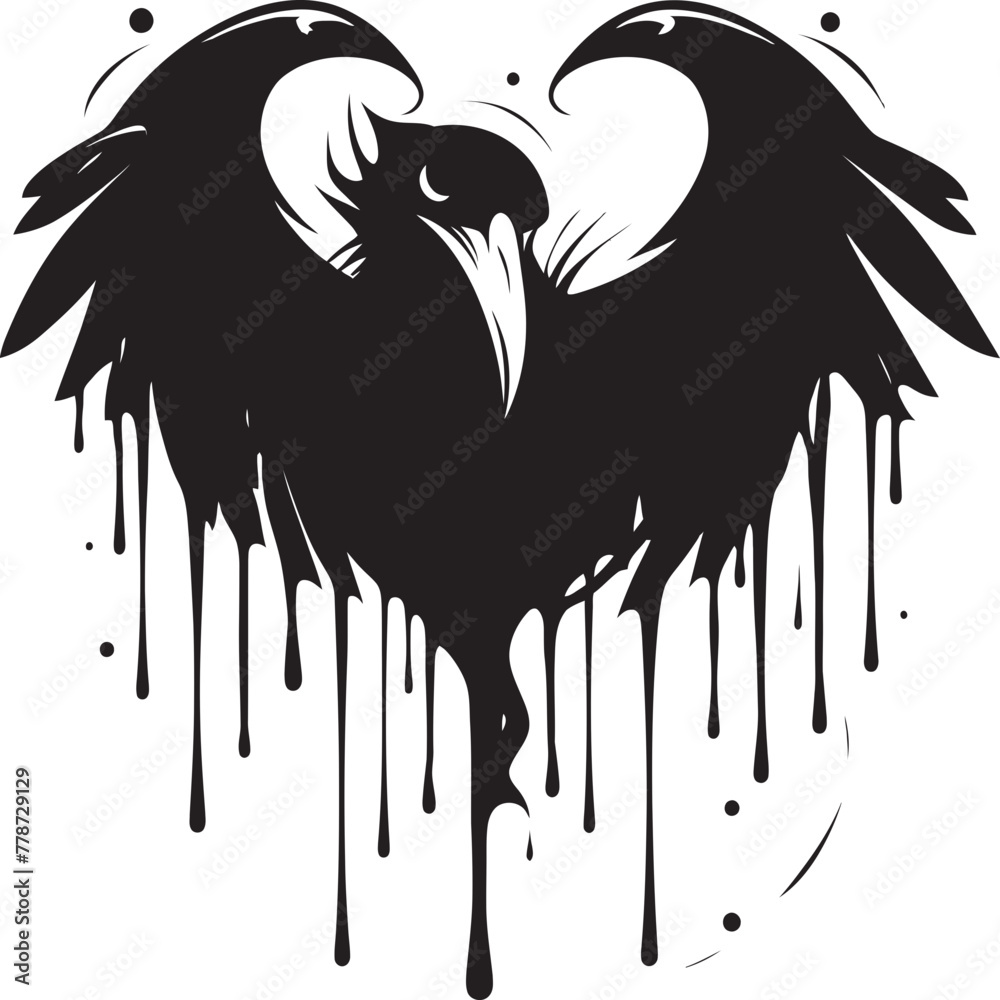 Fototapeta premium Guardian of Affection Iconic Raven Symbol with Heart Hearts Sentinel Raven Perched on Heart Icon