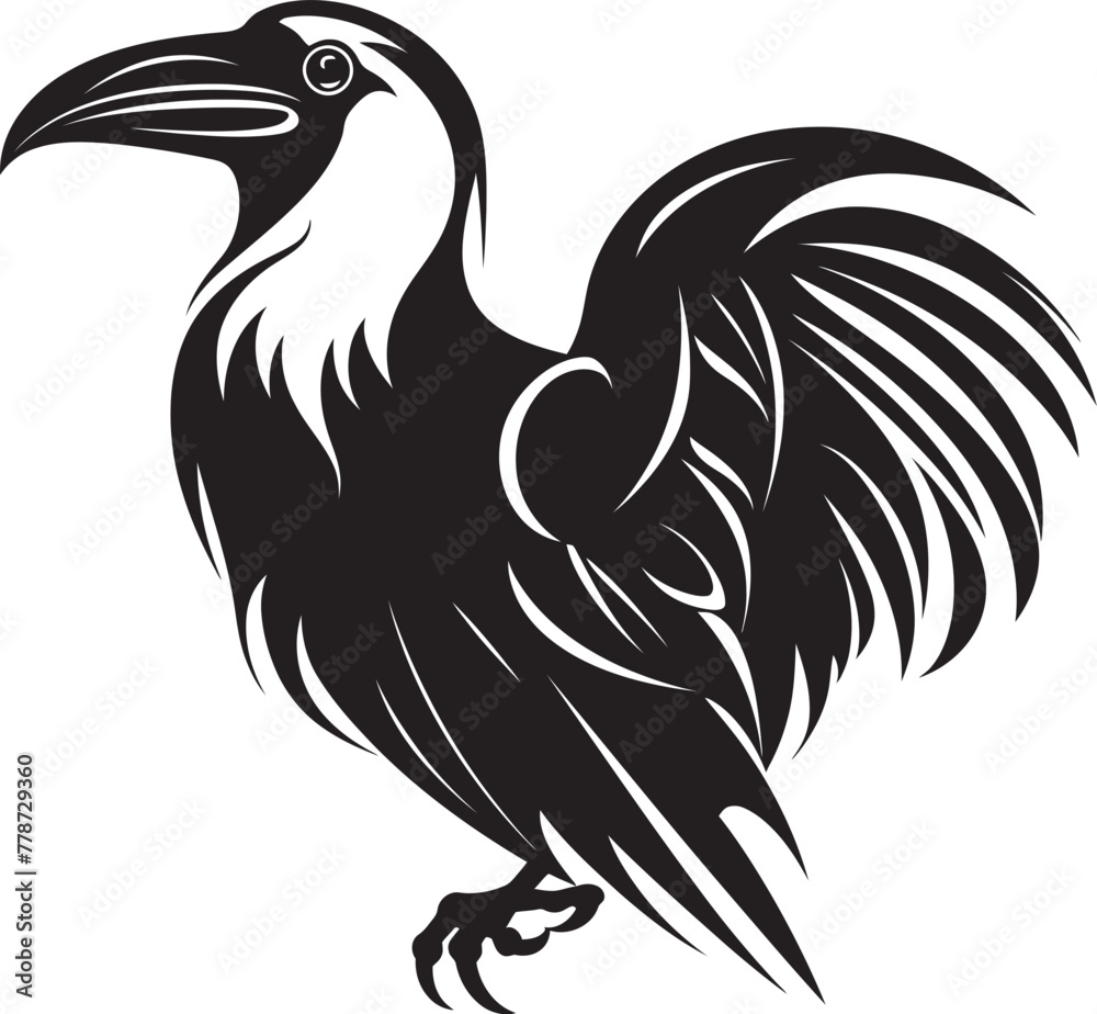 Fototapeta premium Heartfelt Connection Iconic Raven Symbol with Heart Ravens Solace Heart Symbol with Perched Bird Emblem