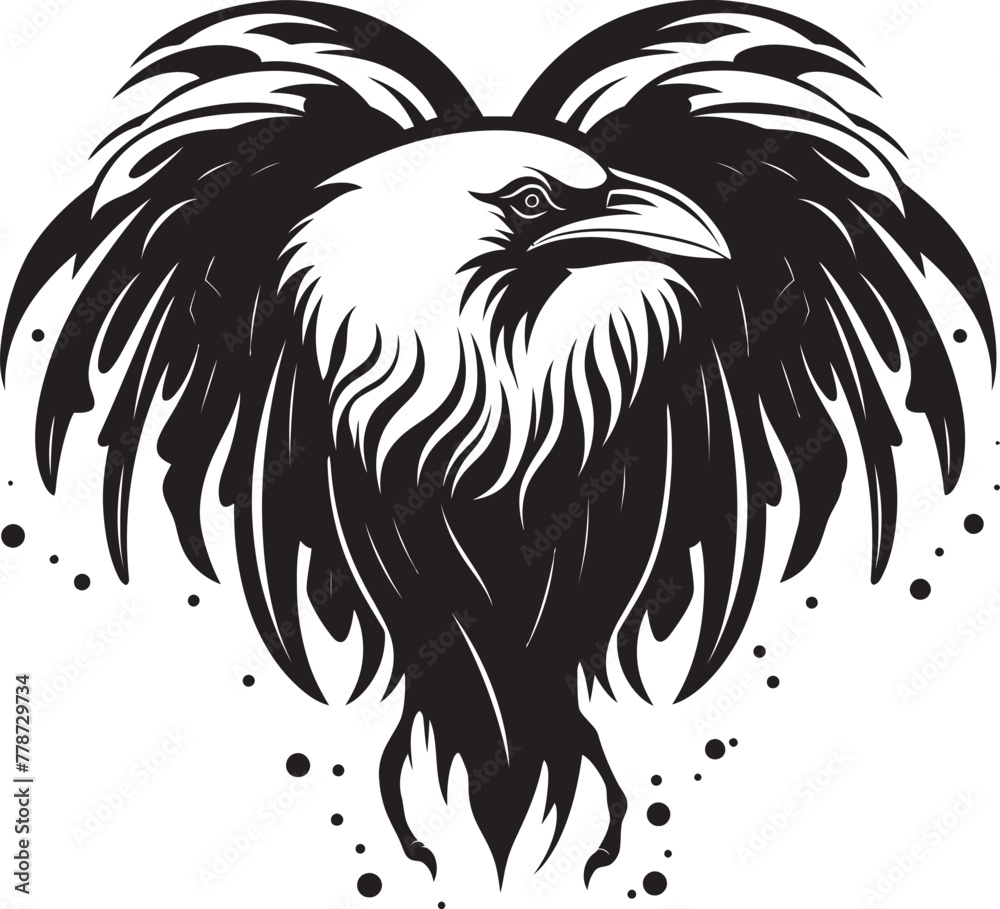 Fototapeta premium Hearts Sentinel Iconic Raven Symbol Vector Design Eternal Love Raven Perched on Heart Emblem
