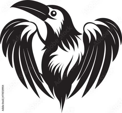Ravens Reverie Heart Vector Logo with Perched Bird Icon Heart and Raven Fusion Vector Logo Design