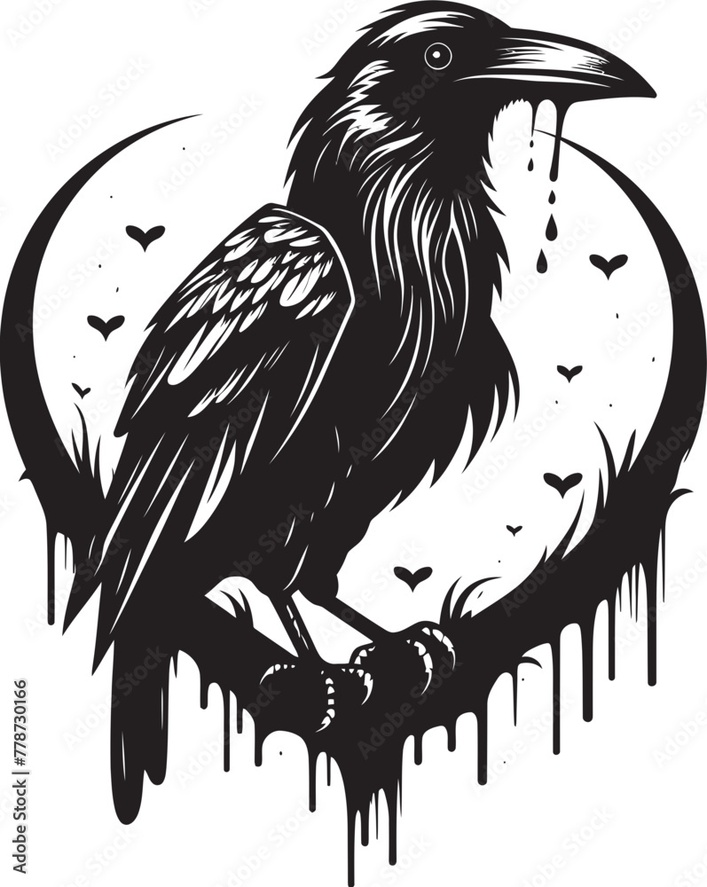 Fototapeta premium Ravens Affection Iconic Heart Vector Logo Design Hearts Sentinel Raven Symbol Vector Logo Design