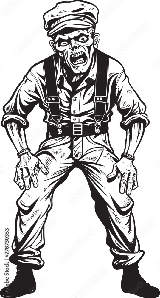 Apocalypse Apparel Vector Logo with Zombie in Cargo Pants Ghastly Garb Scary Zombie in Cargo Pants Logo Design Apocalypse Apparel Vector Logo with Zombie in Cargo Pants Ghastly Garb Scary Zombie in Cargo Pants Logo Design