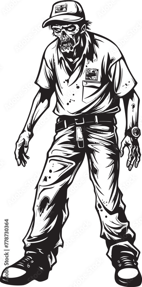 Undead in Style Zombie in Cargo Pants Logo Cargo Couture Scary Zombie Vector Emblem Undead in Style Zombie in Cargo Pants Logo Cargo Couture Scary Zombie Vector Emblem